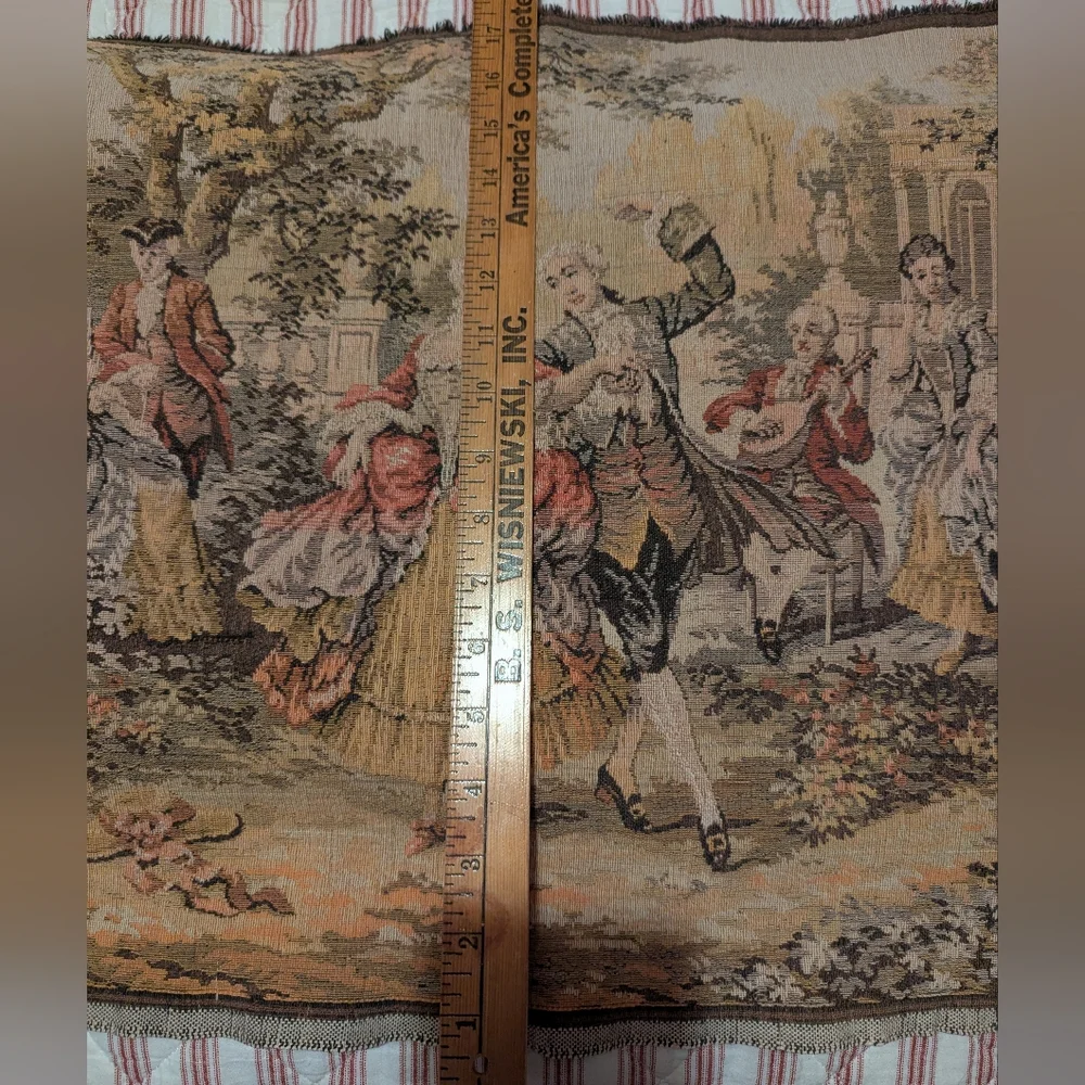 Vintage French tapestry style wall hanging 53” x 17” Victorian style